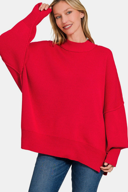 ZENANA Ruby Side Sit Oversize Knit Sweater