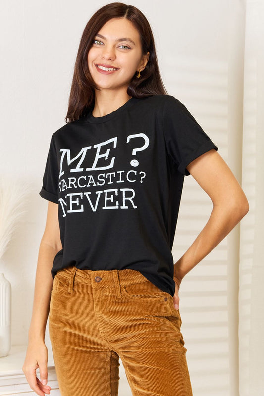 SIMPLY LOVE Letter Graphic Round Neck T-Shirt