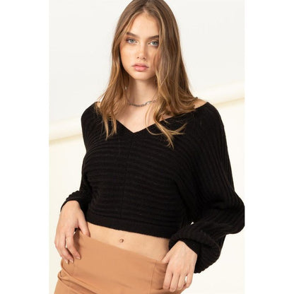 HYFVE Simply Stunning Tie Back Cropped Sweater Top