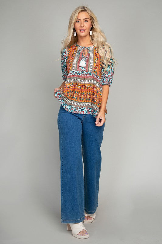 NUVI APPAREL Autumn Tunic top with tassel