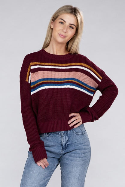 AMBIANCE APPAREL Striped Pullover Knit Sweater