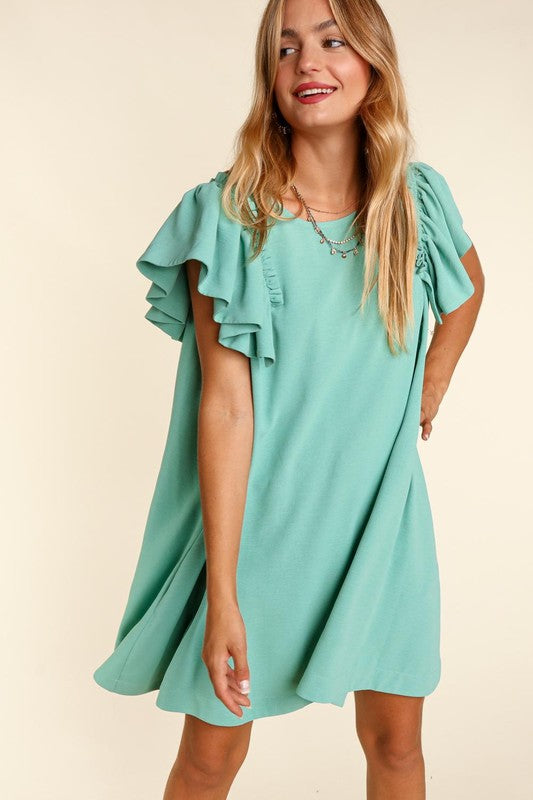 HAPTICS Woven Ruffle Sleeves with Side Pocket