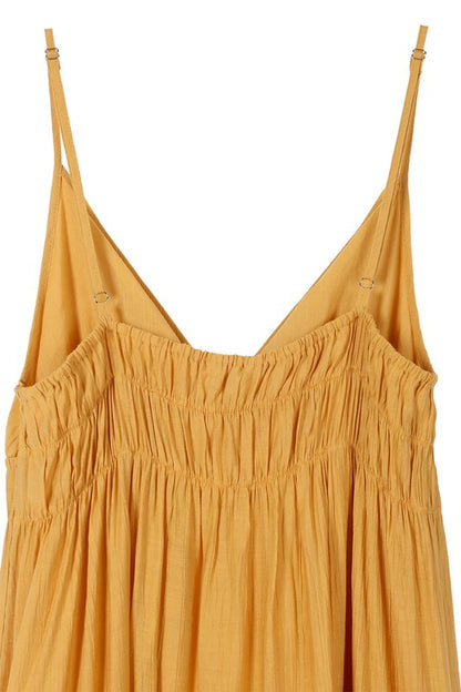 LILOU Casual Mustard Yellow Low Cut SL Tank Dress