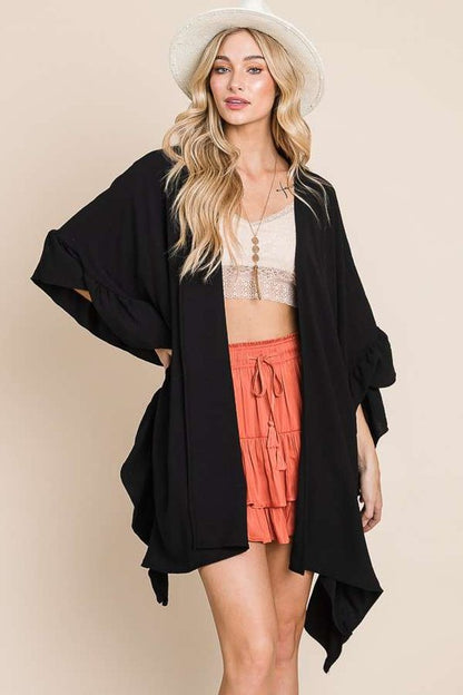 JADE by JANE Wide sleeves ruffle kimono KRT1650-1