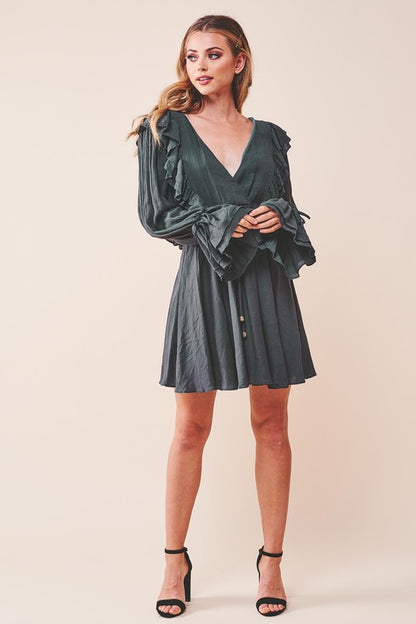 ONE & ONLY COLLECTIVE Ruffle Surplice Tied Mini Dress