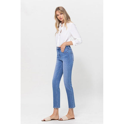 High Rise Stretch Crop Slim Straight