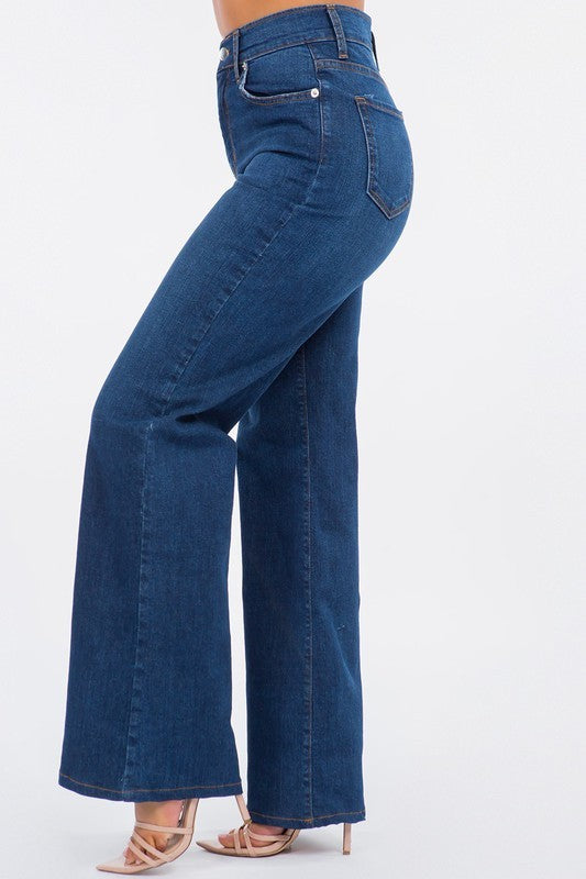 GJG DENIM Wide Leg Jean in Dark Wash