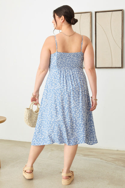 ZENOBIA Plus Size Cutout Floral Spaghetti Strap Dress