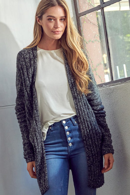 E LUNA Chunky Open-front Knit Sweater Cardigan