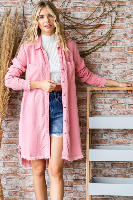 VEVERET Pink Button-Up Shirt Dress