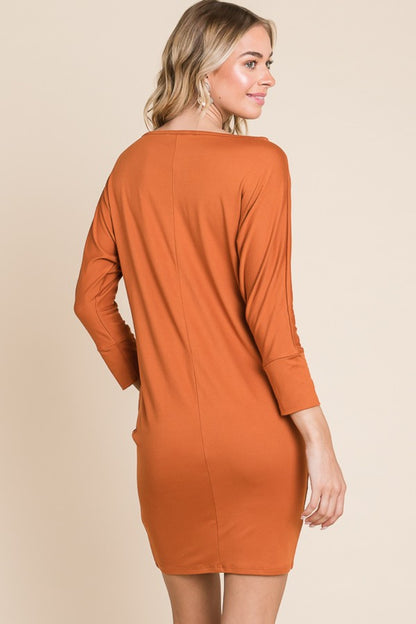 CULTURE CODE Full Size Pumpkin Spice Dolman Sleeve Mini Dress