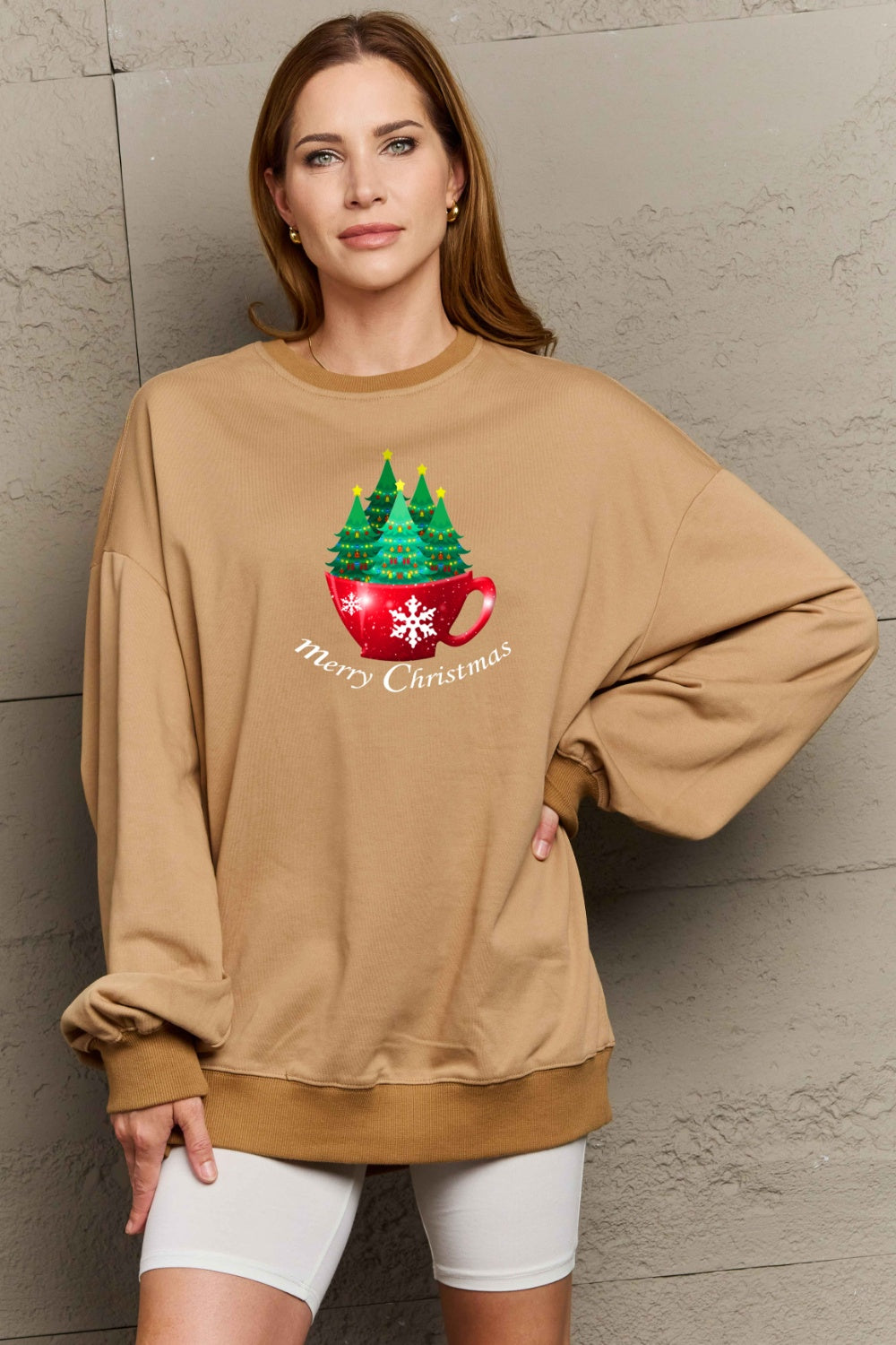 SIMPLY LOVE Full Size "MERRY CHRISTMAS" Graphic Sweatshirt