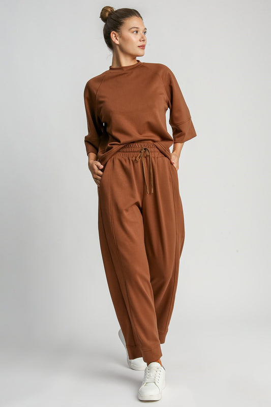 UMGEE Full Size Drawstring Wide Leg Pants with Pockets