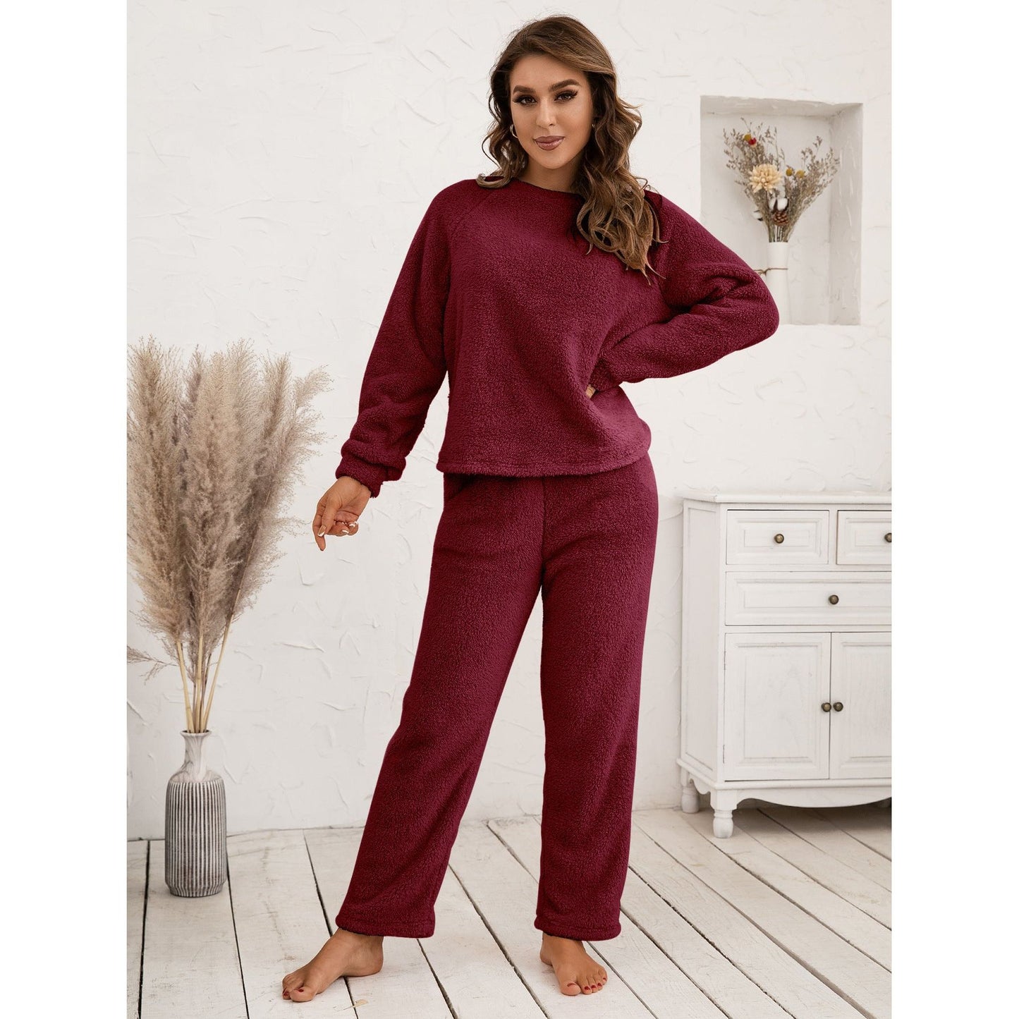 Teddy Long Sleeve Top and Pants Lounge Set