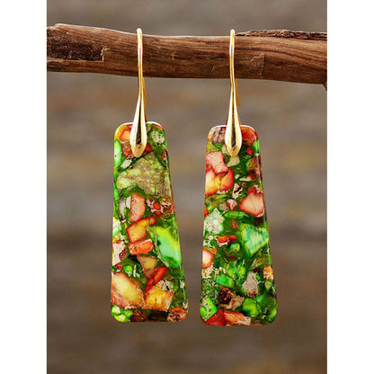 Geometrical Shape Imperial Jasper Dangle Earrings