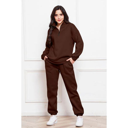 Half Zip Long Sleeve Sweatshirt and Pants Set