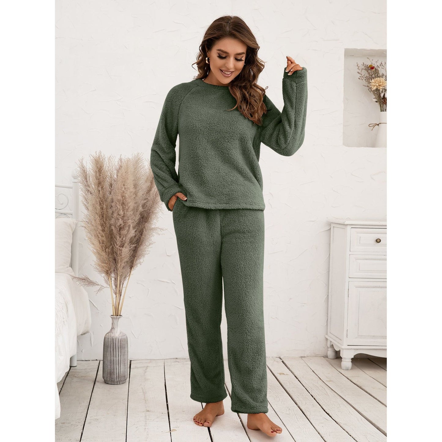 Teddy Long Sleeve Top and Pants Lounge Set