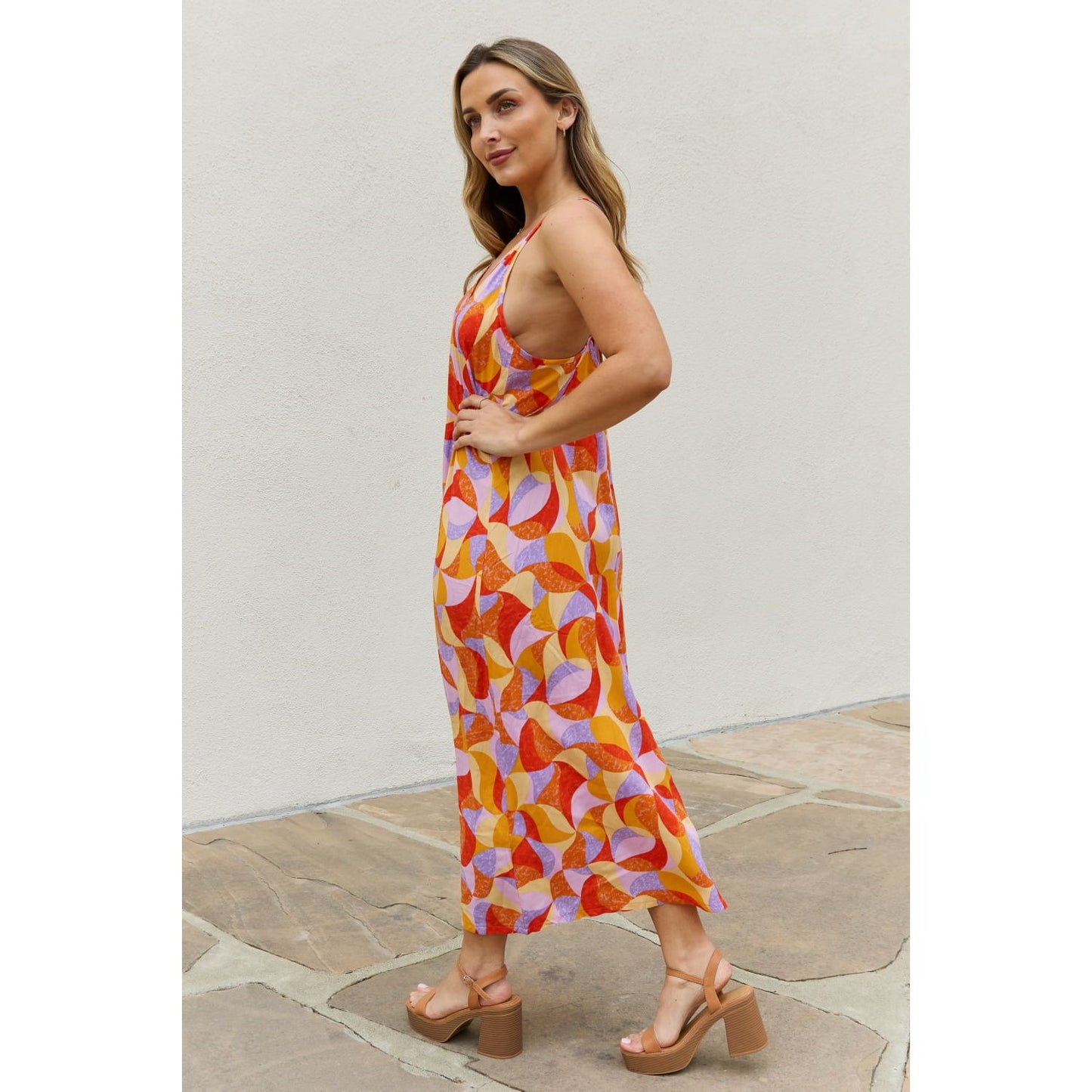 And The Why Full Size Printed Sleeveless Maxi Dress