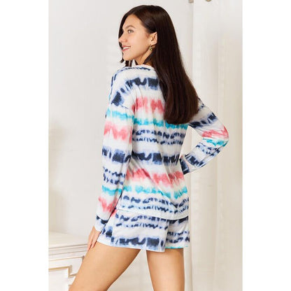 DOUBLE TAKE Tie-Dye Dropped Shoulder Lounge Set