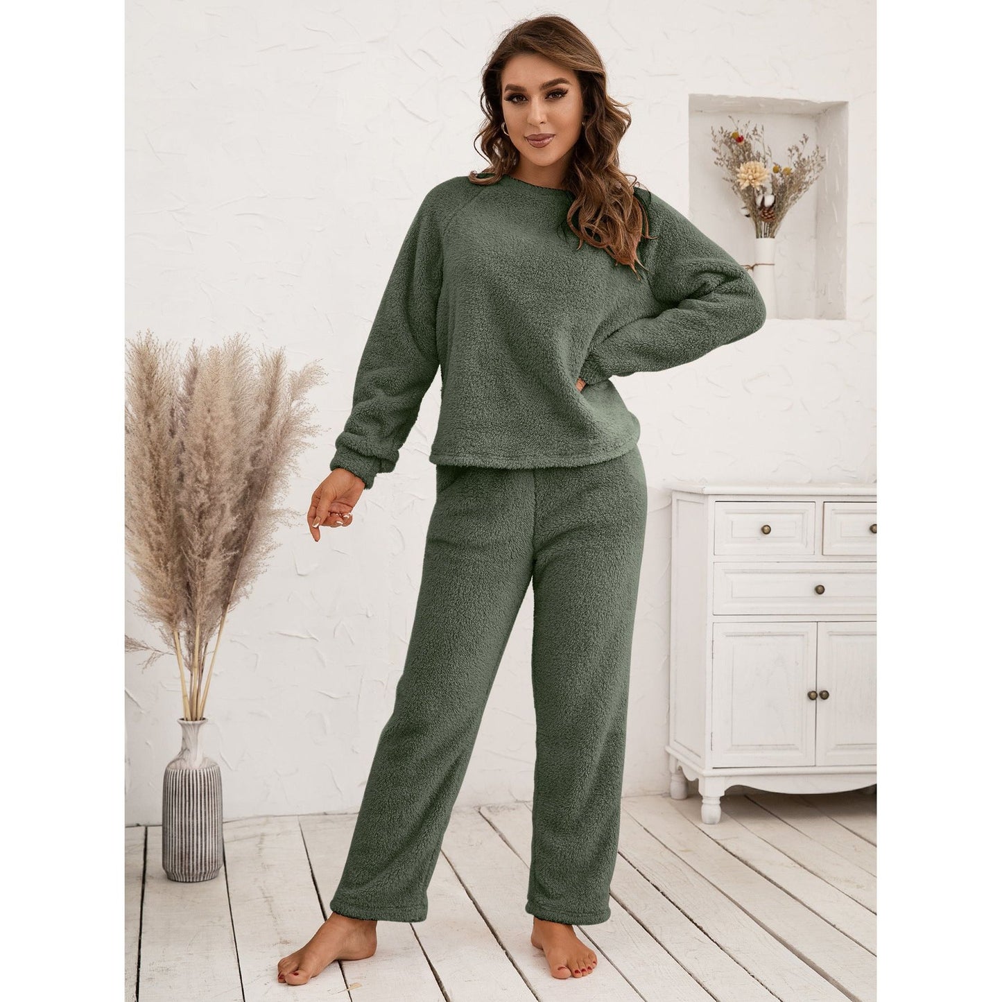 Teddy Long Sleeve Top and Pants Lounge Set