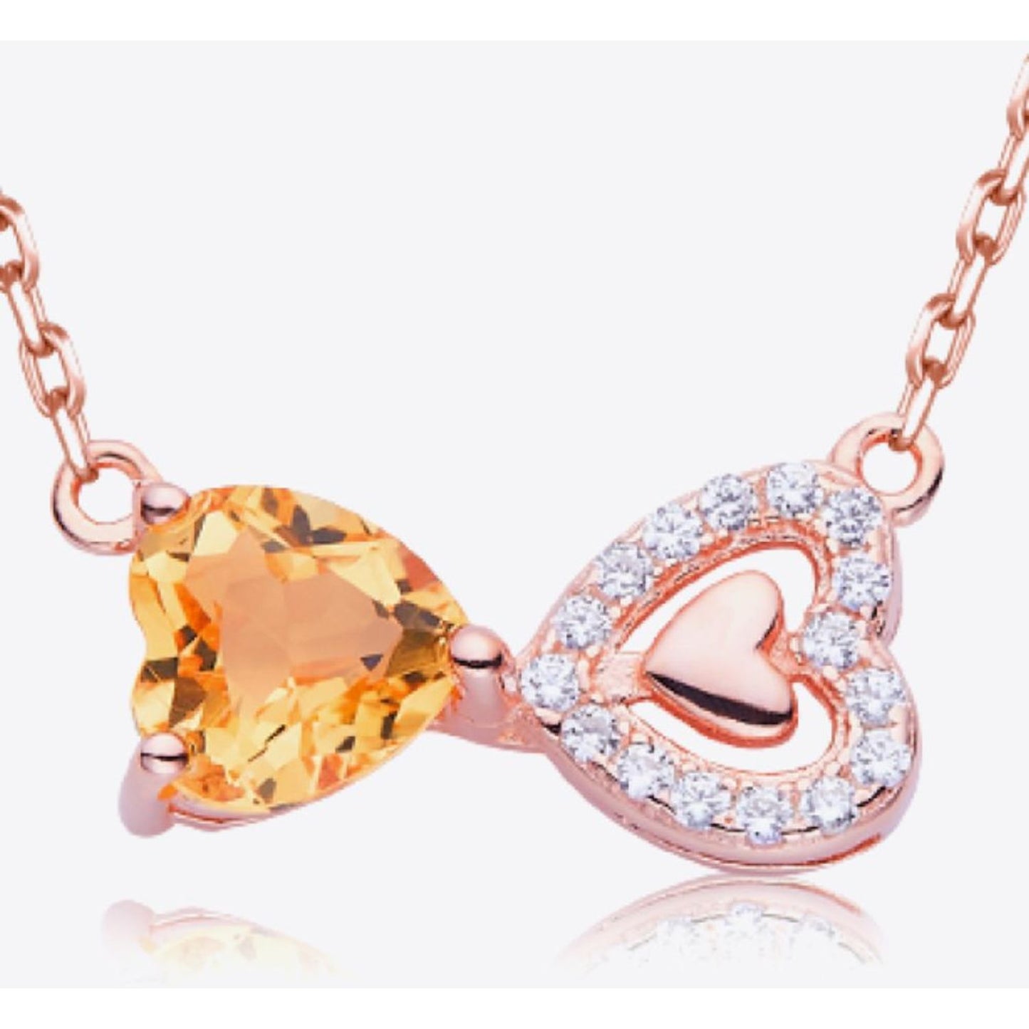 Citrine Heart 925 Sterling Rose Gold Necklace