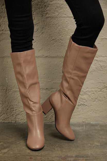 EAST LION CORP Mocha Block Heel Knee-High Boots