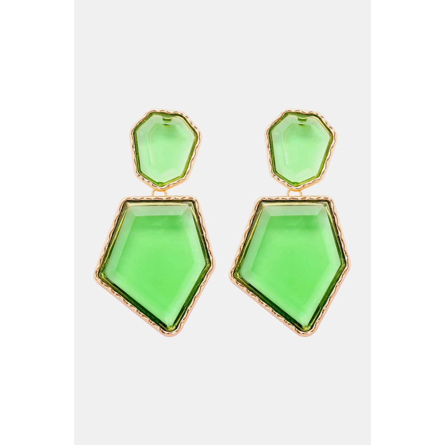 Geometrical Shape Zinc Alloy Frame Resin Dangle Earrings