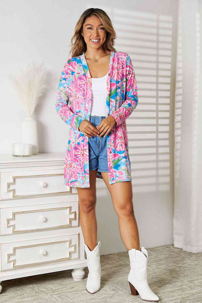 DOUBLE TAKE Floral Open Front Long Sleeve Cardigan