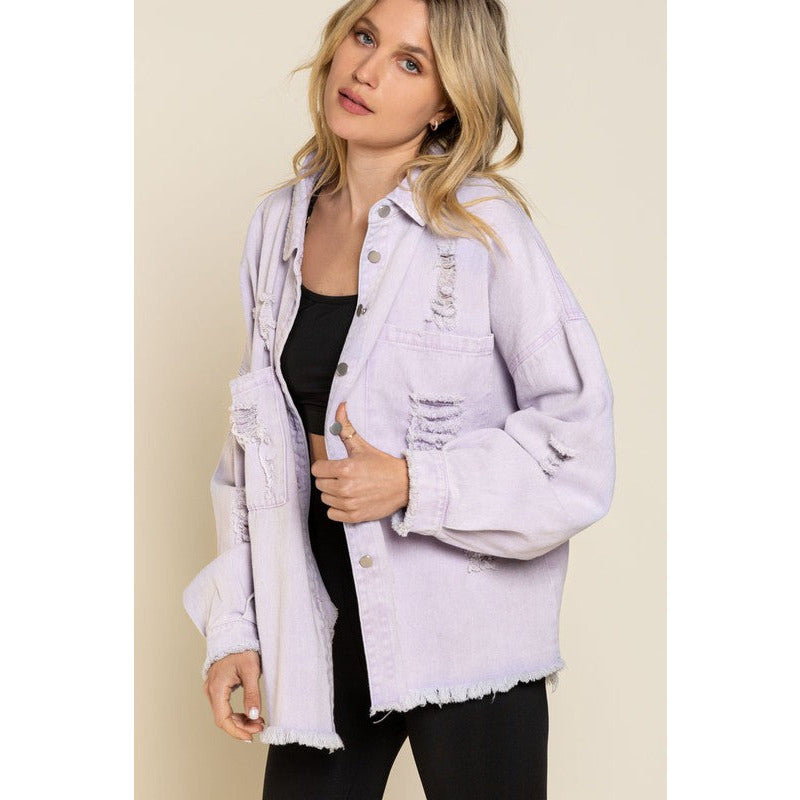 POL Button down Veste en jean oversize SMT1165D...