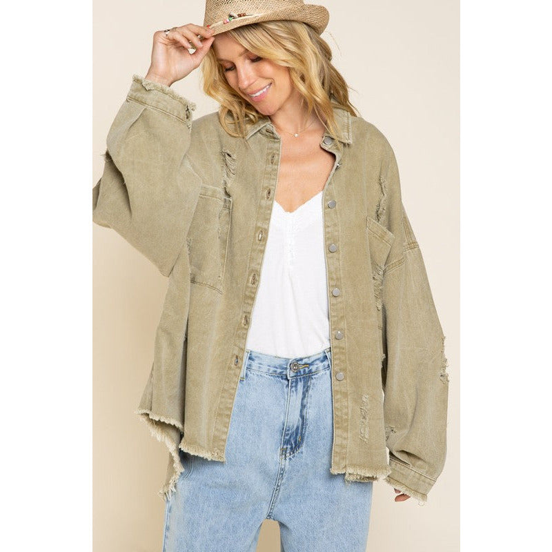 POL Button down Veste en jean oversize SMT1165D...