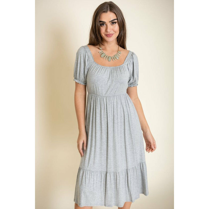 EG Fashion Square Neck Puff Sleeve Boho Dress