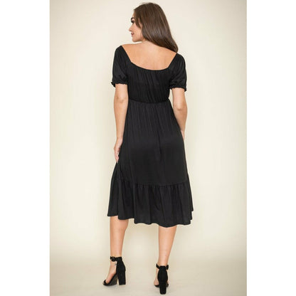 EG Fashion Square Neck Puff Sleeve Boho Dress