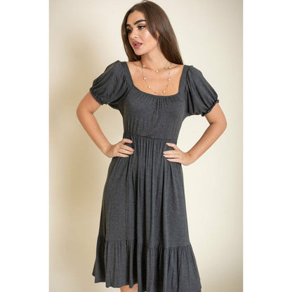 EG Fashion Square Neck Puff Sleeve Boho Dress