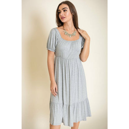 EG Fashion Square Neck Puff Sleeve Boho Dress