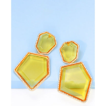 Geometrical Shape Zinc Alloy Frame Resin Dangle Earrings