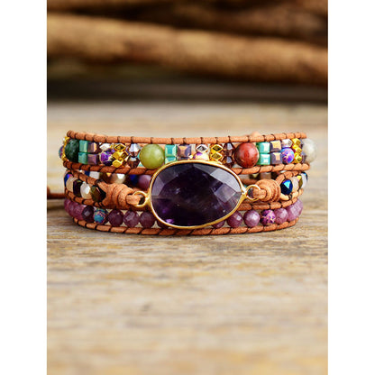 Triple-Layer Exotic Amethyst Bracelet