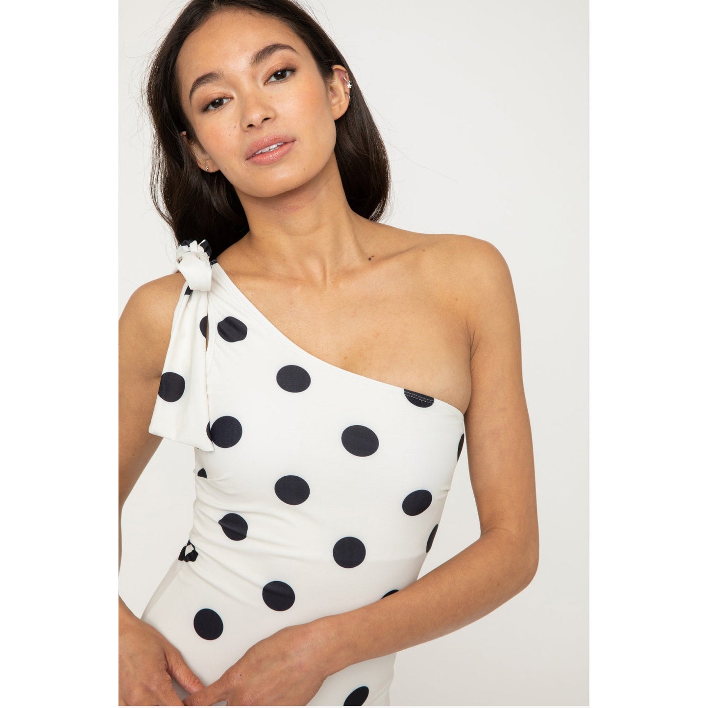 MARINA WEST Polka Dot Deep End One-Shoulder One-Piece Swimsuit