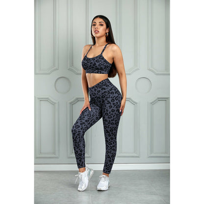 Ensemble soutien-gorge de sport et legging léopard