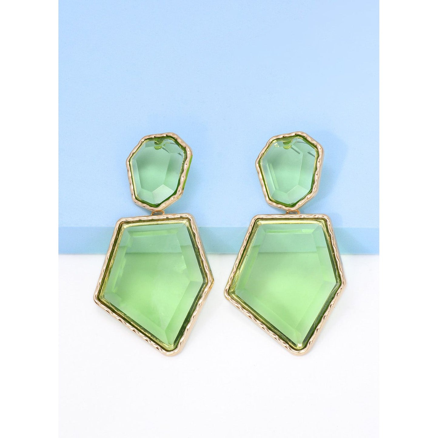 Geometrical Shape Zinc Alloy Frame Resin Dangle Earrings