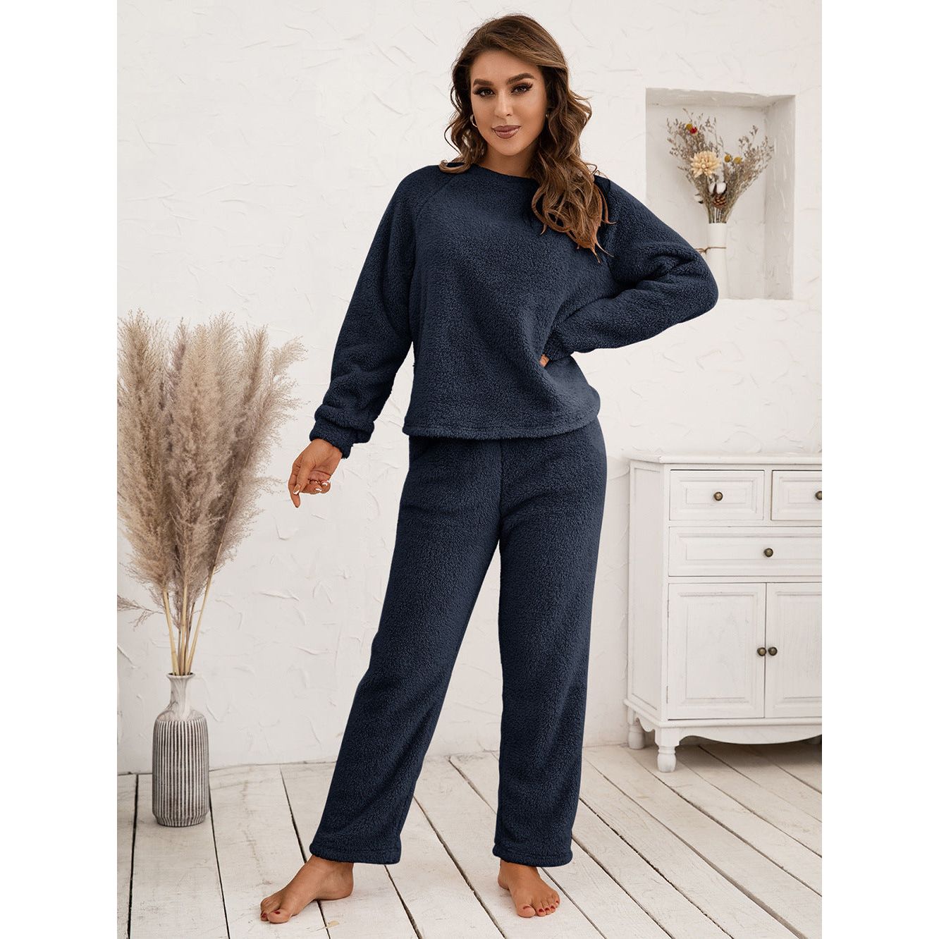 Teddy Long Sleeve Top and Pants Lounge Set