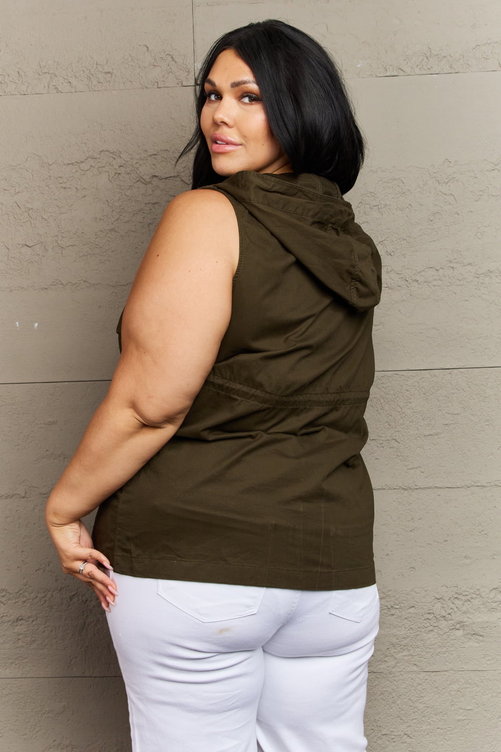 ZENANA More To Come Full Size Military Hooded Vest