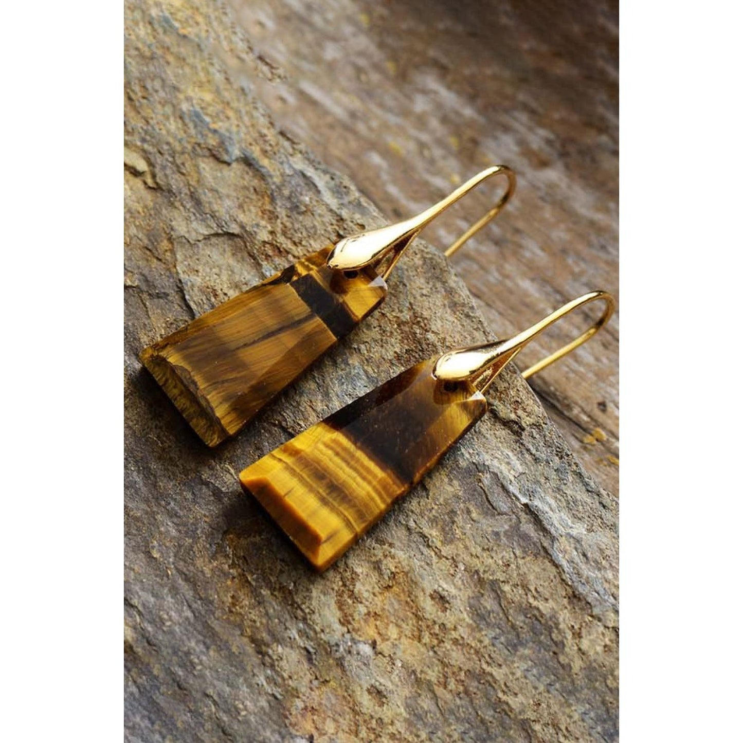 Handmade Geometrical Shape Natural Stone Dangle Earrings