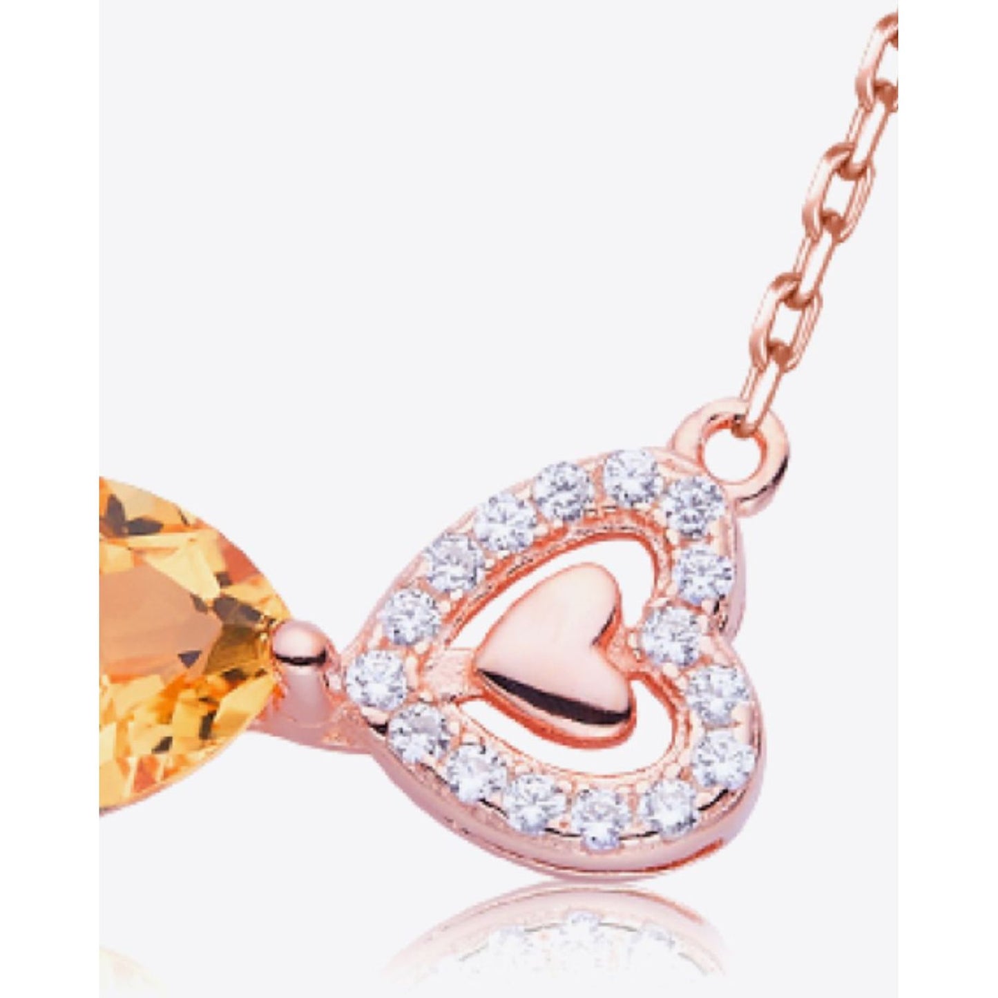 Citrine Heart 925 Sterling Rose Gold Necklace