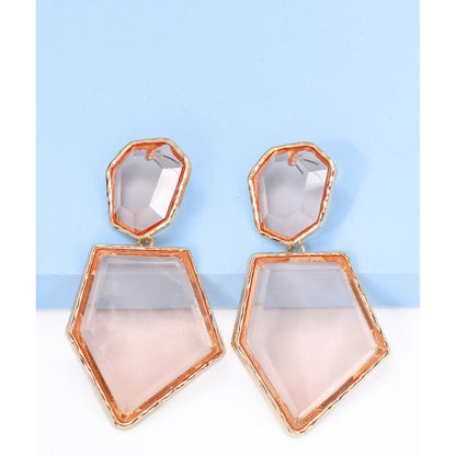 Geometrical Shape Zinc Alloy Frame Resin Dangle Earrings