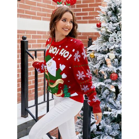 Santa Round Neck Long Sleeve Sweater