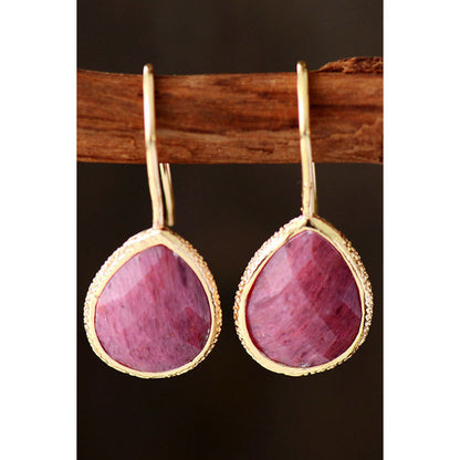 Handmade Natural Stone Teardrop Earrings