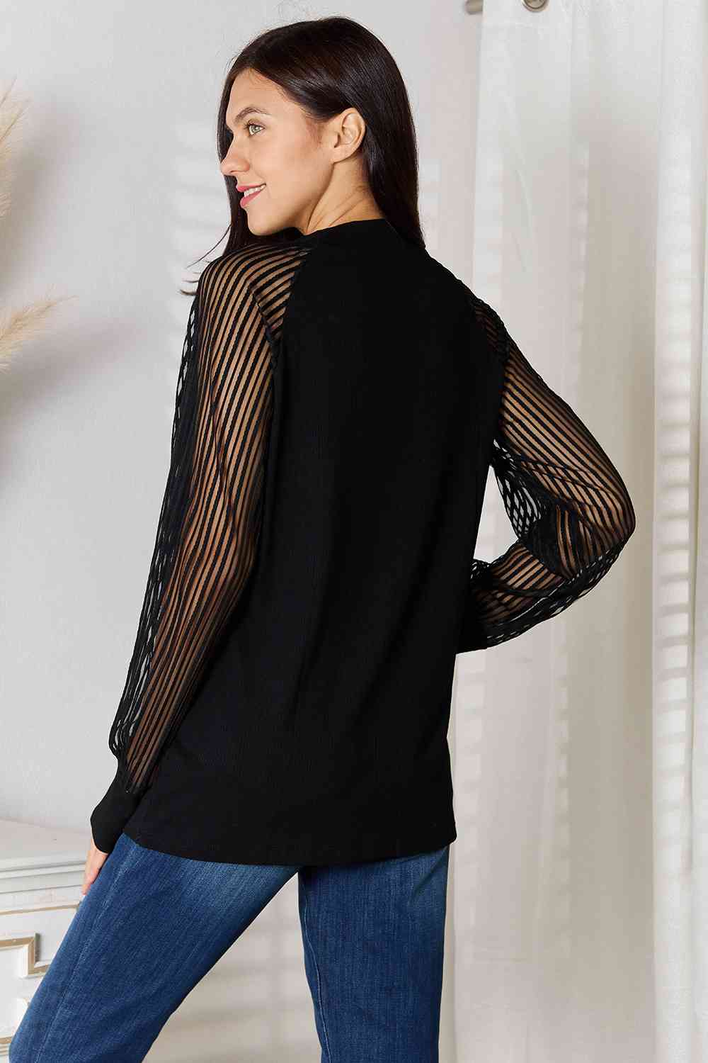 DOUBLE TAKE Black Round Neck Raglan Sleeve Blouse