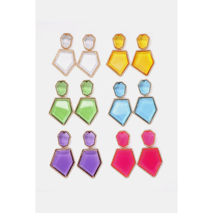 Geometrical Shape Zinc Alloy Frame Resin Dangle Earrings