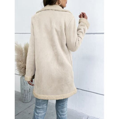 CATHSNNA Contrast Button Up Lapel Collar Long Sleeve Coat