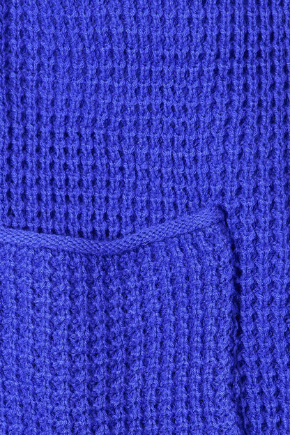 ZENANA Full Size Bright Blue Waffle-Knit Open Front Cardigan